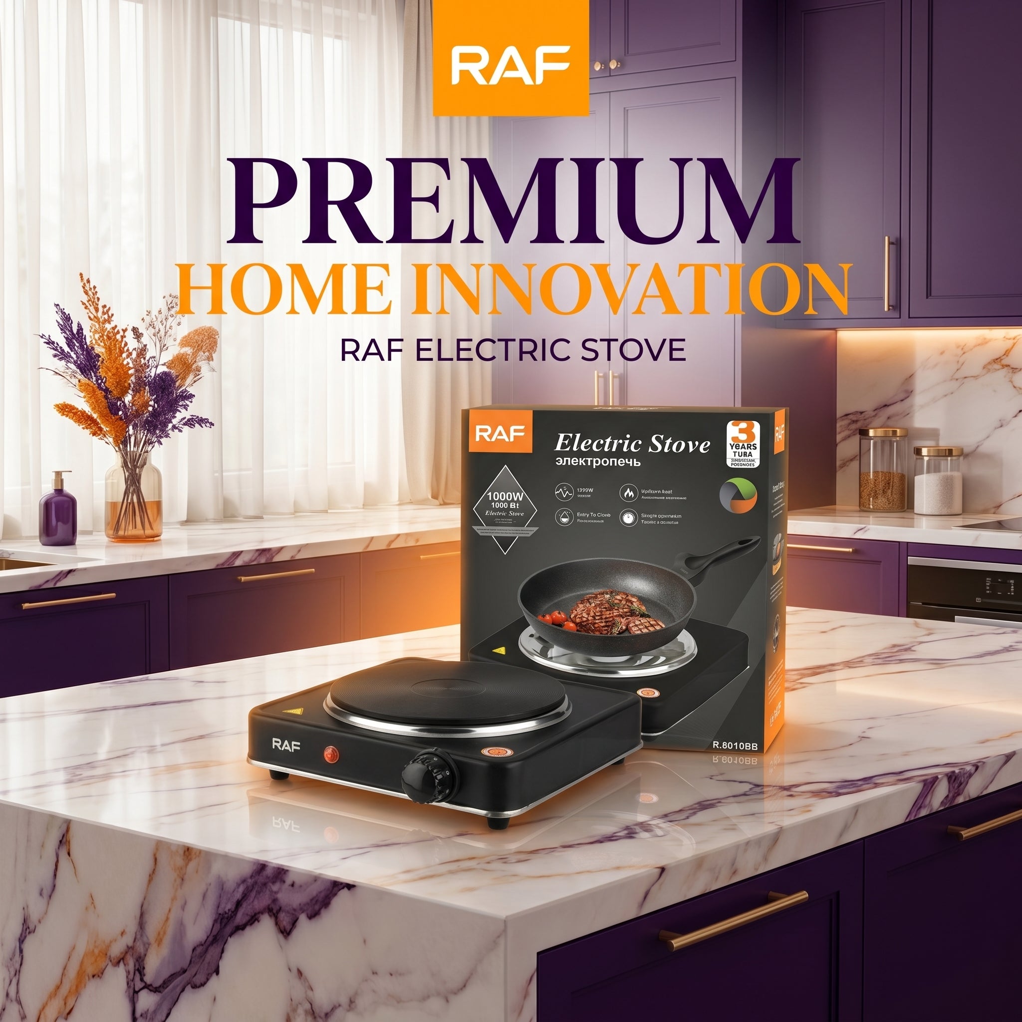 RAF 1000W Single Electric Stove